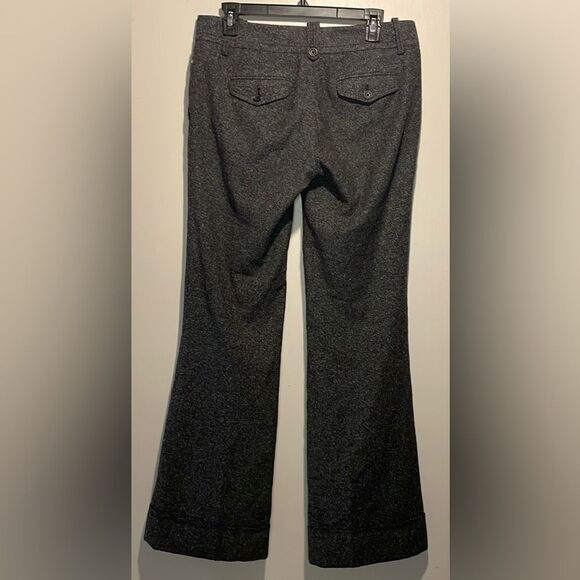 LOFT- “Marisa” Wool Silk Blend Low Rise Wide Leg Flare Cuffed Dress Pants Size 4 - Picture 2 of 9